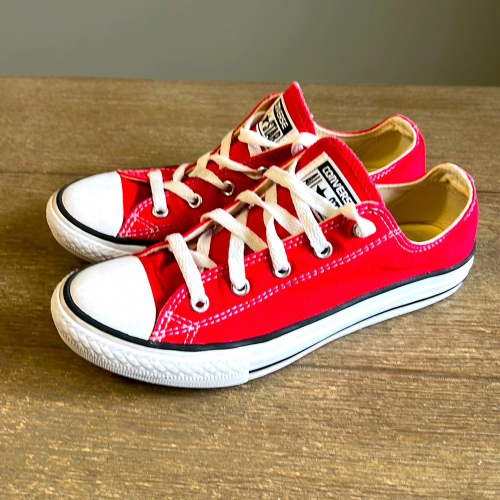 Red Sz 3 Chuck Taylor’s, very clean, full tread, lightly used shoes